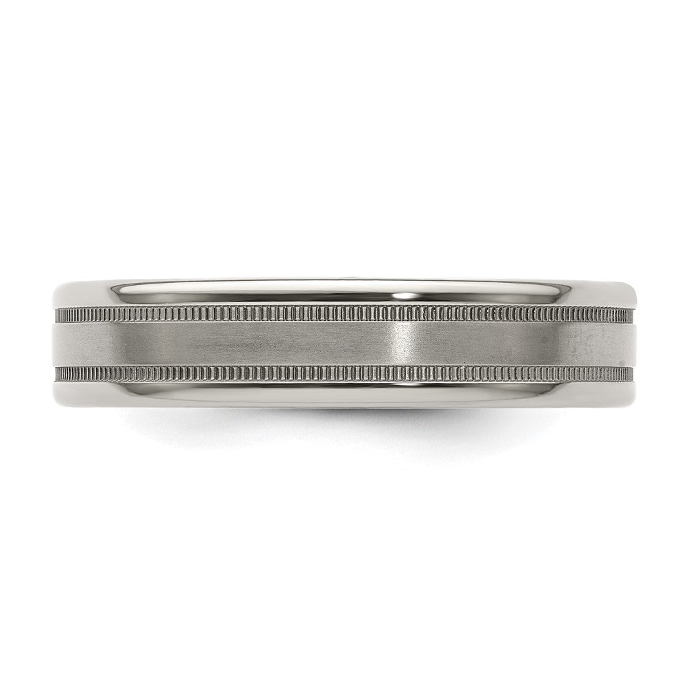 Exclusive 5mm Titanium Flat Band, Size 9.5 - Stylish Brushed Finish