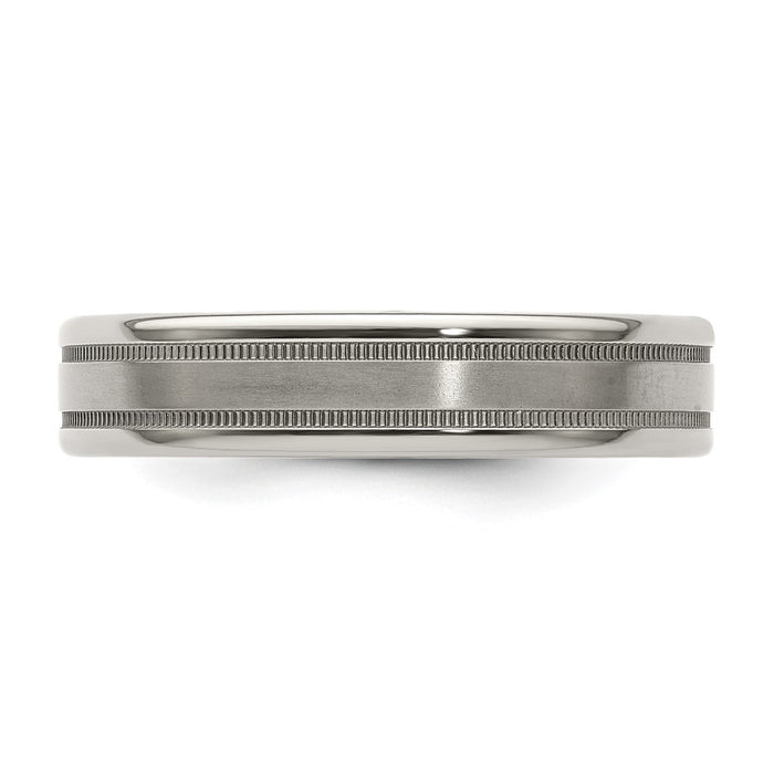 Exclusive 5mm Titanium Flat Band, Size 9.5 - Stylish Brushed Finish-4