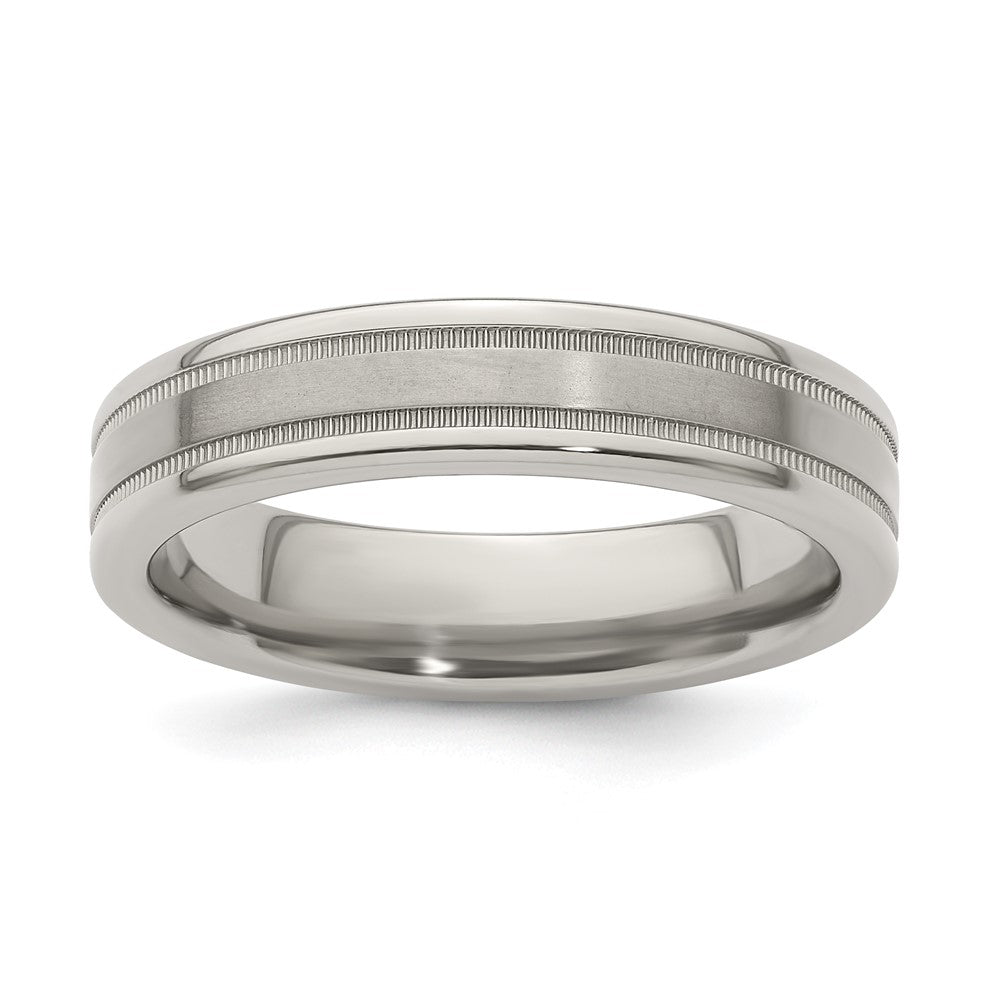 Buy Exclusive Edward Mirell 5mm Titanium Flat Band, Size 12 - Stylish Milgrain Detail
