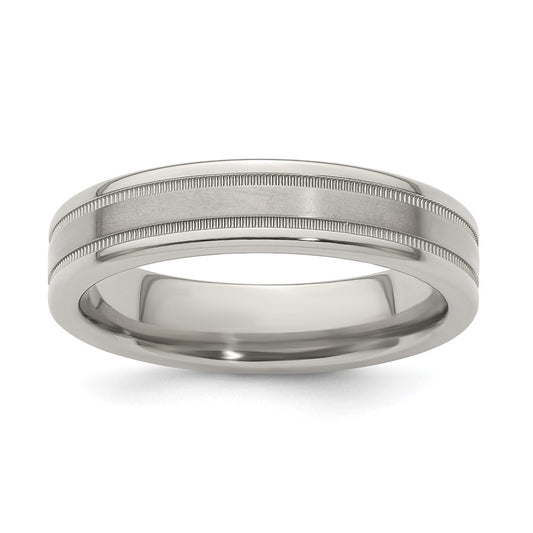 Buy Exclusive Edward Mirell 5mm Titanium Flat Band, Size 12 - Stylish Milgrain Detail