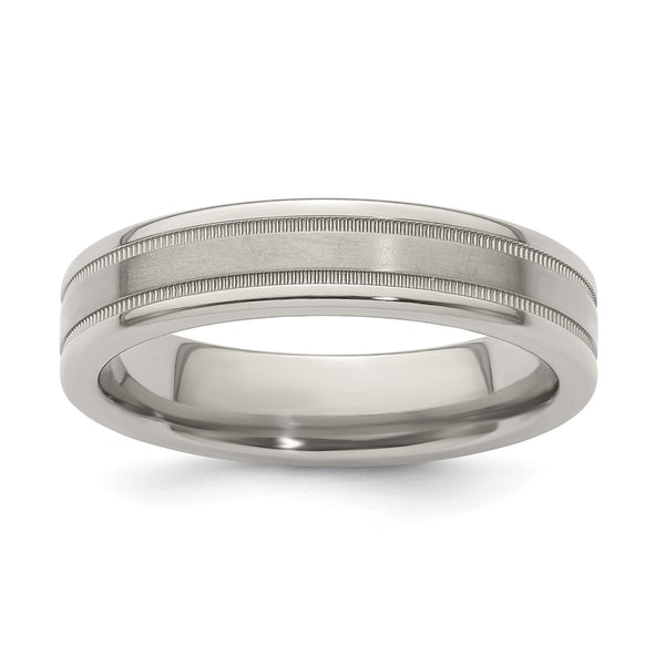 5mm Titanium Flat Band - Brushed Polished