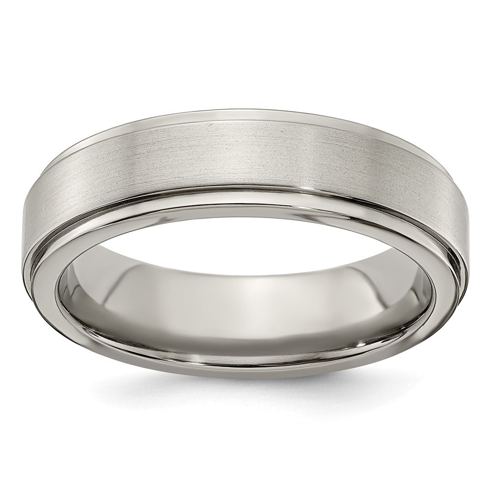 Buy Edward Mirell 6mm Titanium Flat Step Edge Band - Stylish Brushed Finish, Size 10