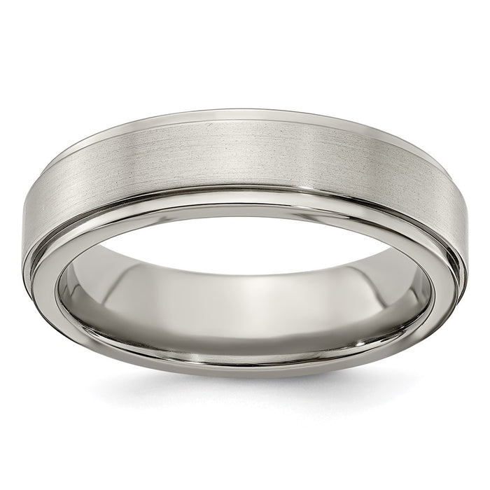 Buy Edward Mirell 6mm Titanium Flat Step Edge Band - Stylish Brushed Finish, Size 10-1