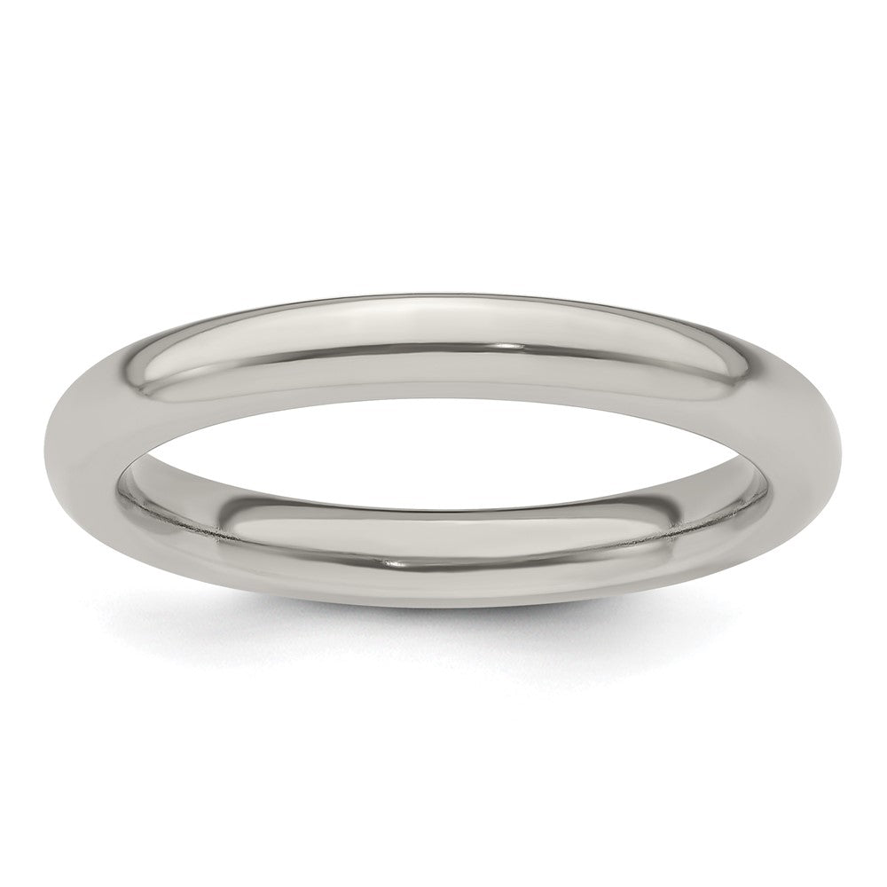 Exclusive 3mm Polished Titanium Domed Band - Size 8.5 - Affordable Luxury