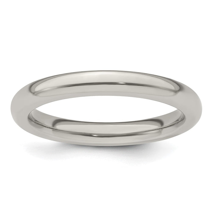 Exclusive 3mm Polished Titanium Domed Band - Size 8.5 - Affordable Luxury-1