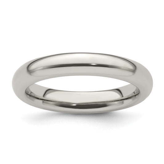 High-Quality Edward Mirell 4mm Polished Titanium Domed Band - Size 9.5