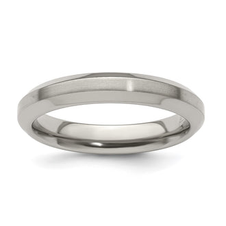 High-quality Edward Mirell 4mm Titanium Band, Stylish Beveled Edges - Size 5.5