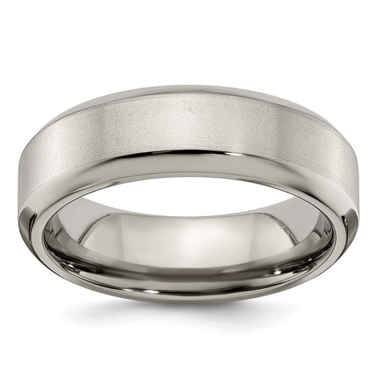 Buy Stylish Edward Mirell 7mm Titanium Beveled Edge Band - Size 8.5