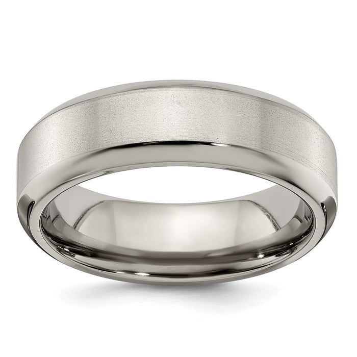 Buy Stylish Edward Mirell 7mm Titanium Beveled Edge Band - Size 8.5-1