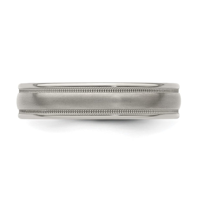 Buy Stylish 5mm Titanium Tri-Dome Band, Size 8 with Milgrain Detail-4