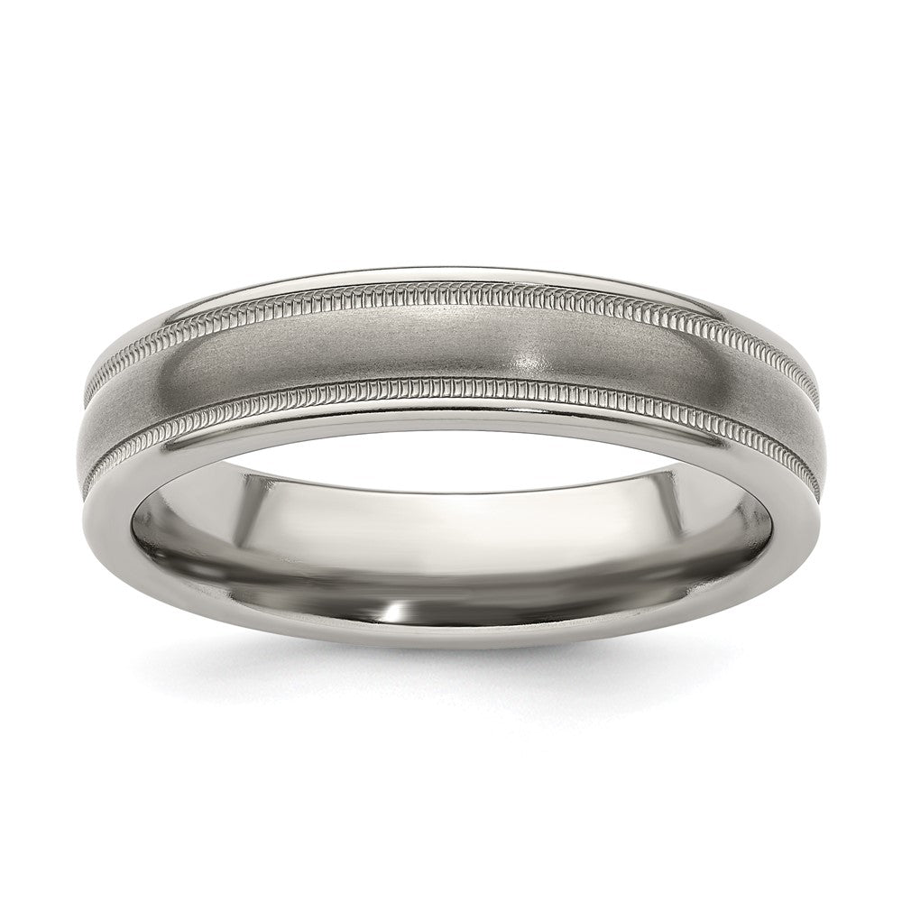 Buy Stylish 5mm Titanium Tri-Dome Band, Size 8 with Milgrain Detail