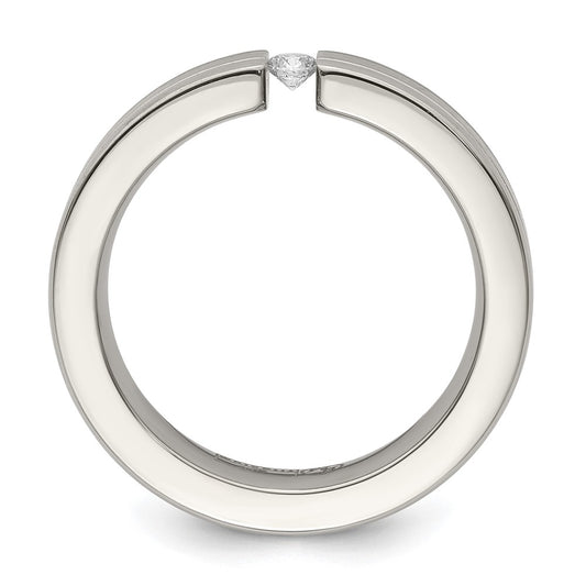 Buy Edward Mirell 6mm Titanium Flat Band with 1/10 Carat Diamond - Luxury Finish