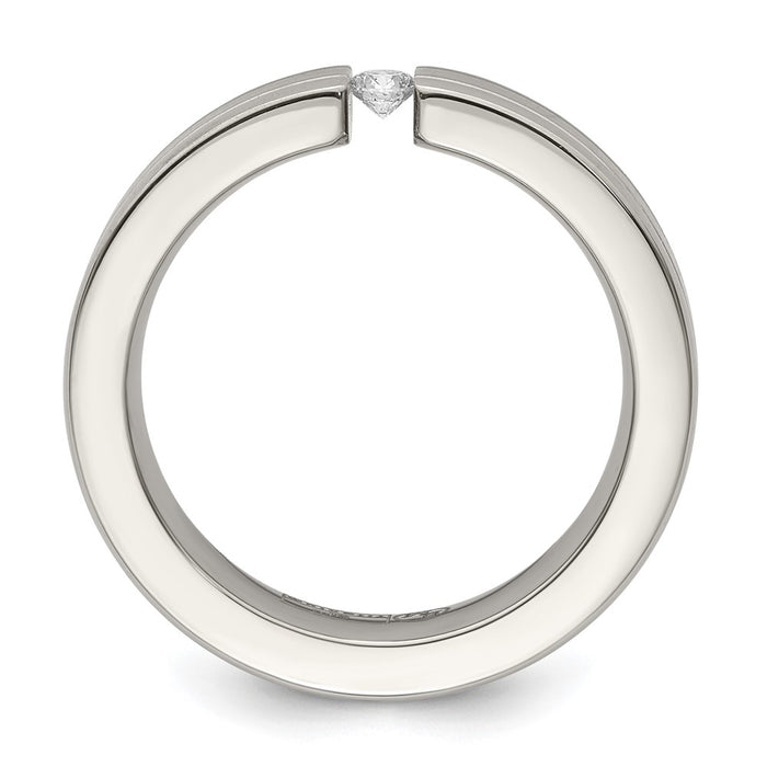 Buy Edward Mirell 6mm Titanium Flat Band with 1/10 Carat Diamond - Luxury Finish-2