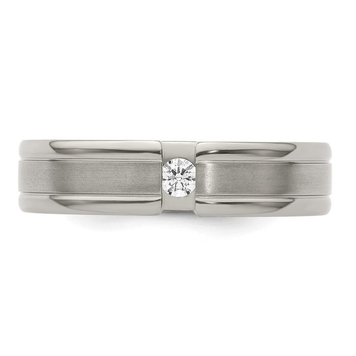 Buy Edward Mirell 6mm Titanium Flat Band with 1/10 Carat Diamond - Luxury Finish-4