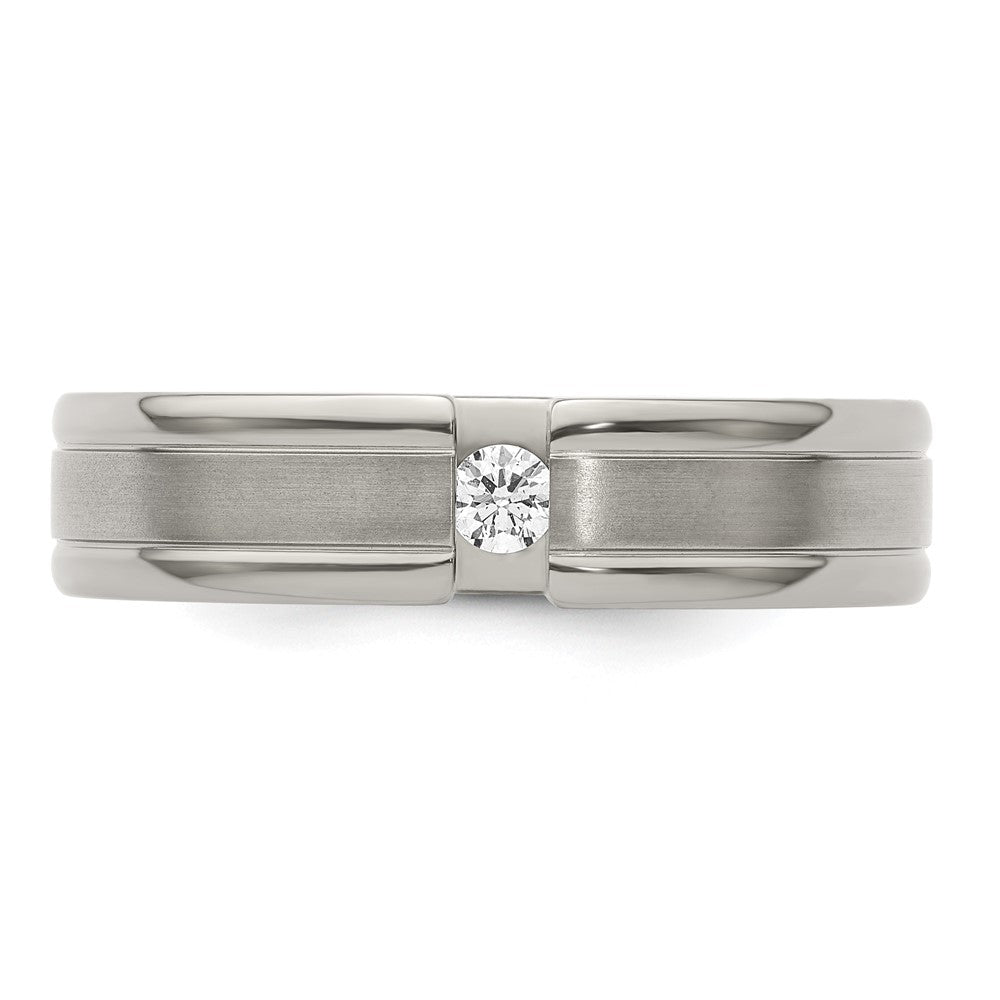 Exclusive Edward Mirell 6mm Titanium Flat Band with 1/10 Carat Diamond - Stylish Design
