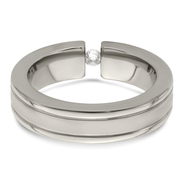 Buy Edward Mirell 6mm Titanium Flat Band with 1/10 Carat Diamond - Luxury Finish-5