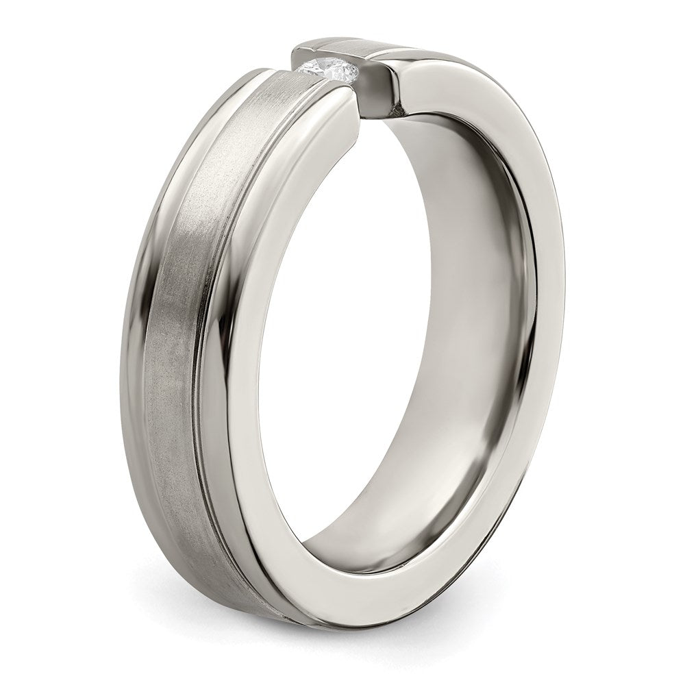 Buy Edward Mirell 6mm Titanium Flat Band with 1/10 Carat Diamond - Luxury Finish