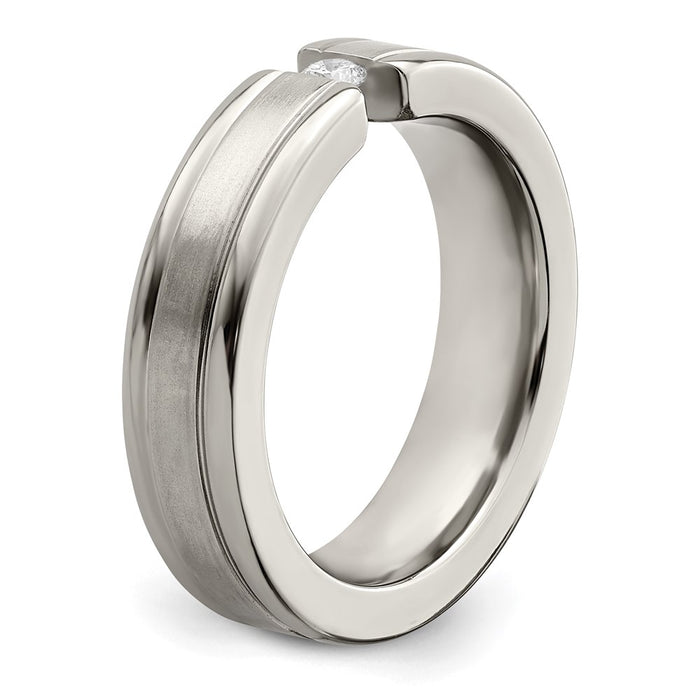 Buy Edward Mirell 6mm Titanium Flat Band with 1/10 Carat Diamond - Luxury Finish-6
