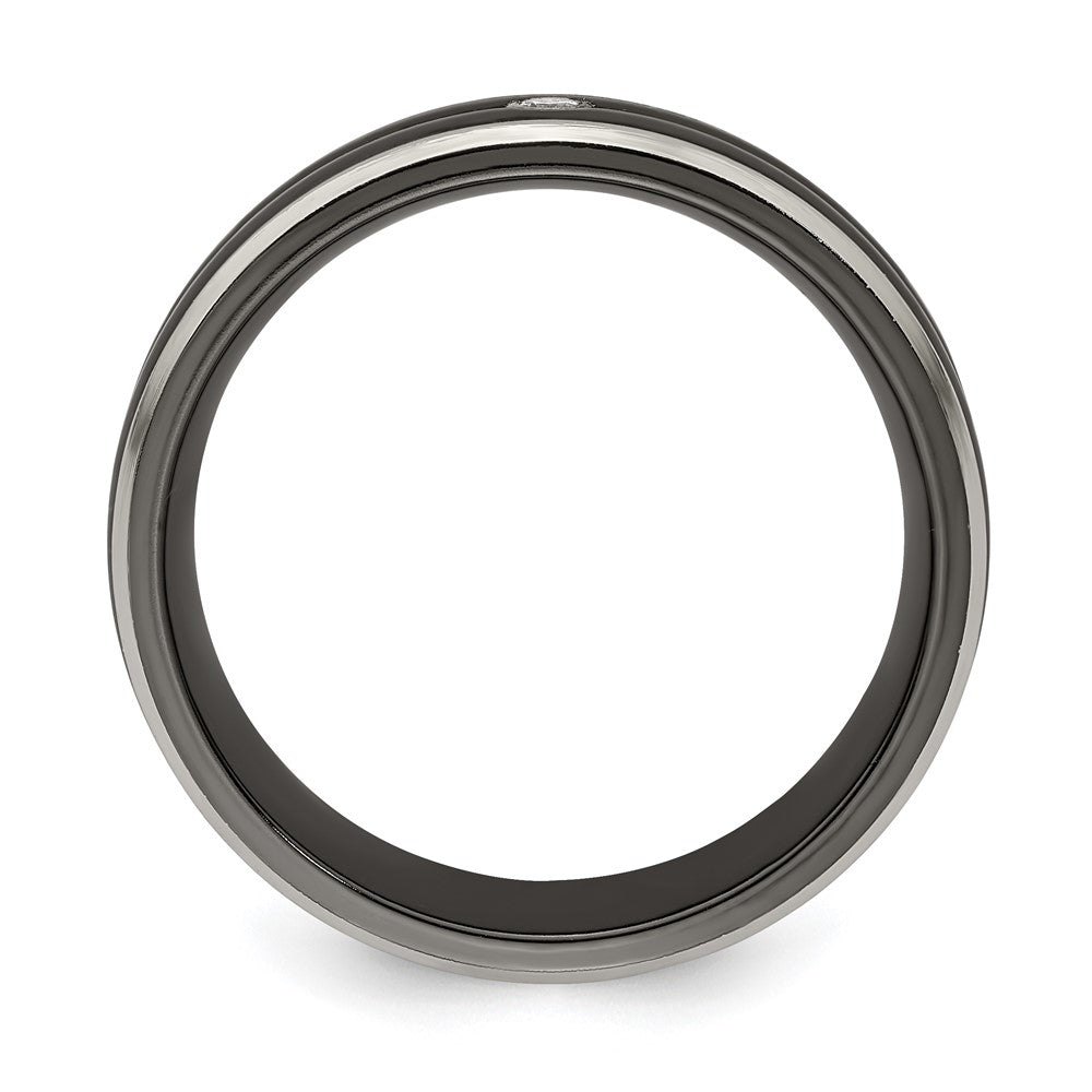 Buy Exclusive Edward Mirell Black Titanium Ring, 0.03ct Diamond, 7mm Band