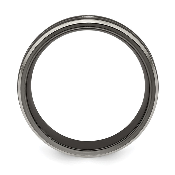 Buy Exclusive Edward Mirell Black Titanium Ring, 0.03ct Diamond, 7mm Band-2