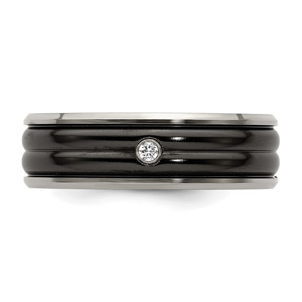 Buy Exclusive Edward Mirell Black Titanium Ring, 0.03ct Diamond, 7mm Band