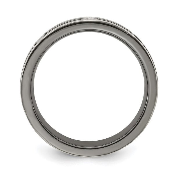 Edward Mirell Black Titanium Ring with 1/10 Carat Diamond, 6mm Band
