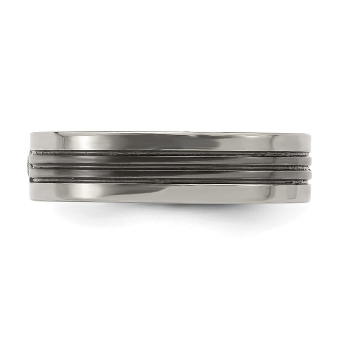 Buy Exclusive Edward Mirell Black Titanium Ring - 6mm, 1/10ct Diamond, Stylish Edge-3