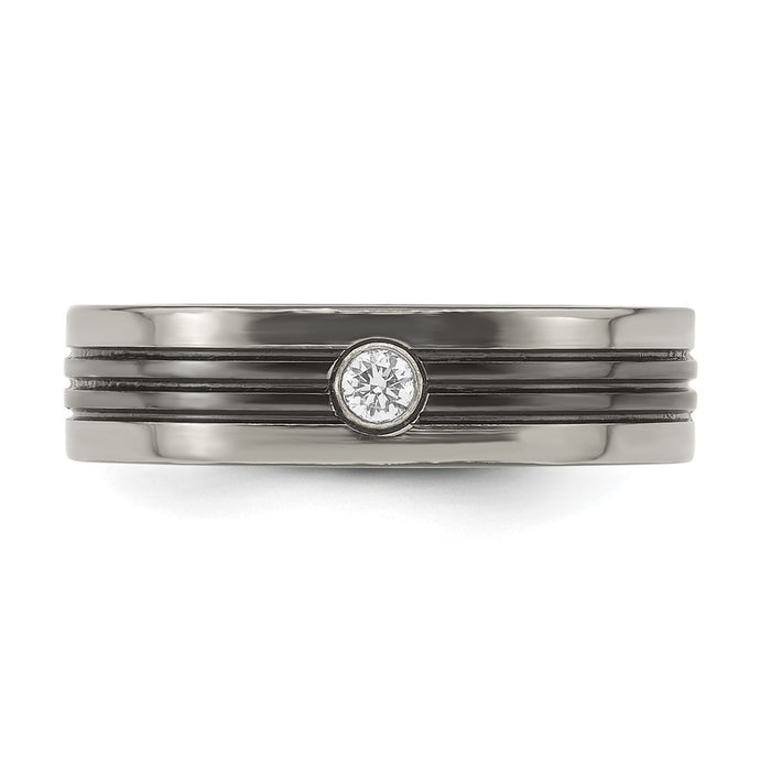 Buy Stylish Edward Mirell Black Titanium Ring, 6mm Band, 1/10 Carat Diamond-4