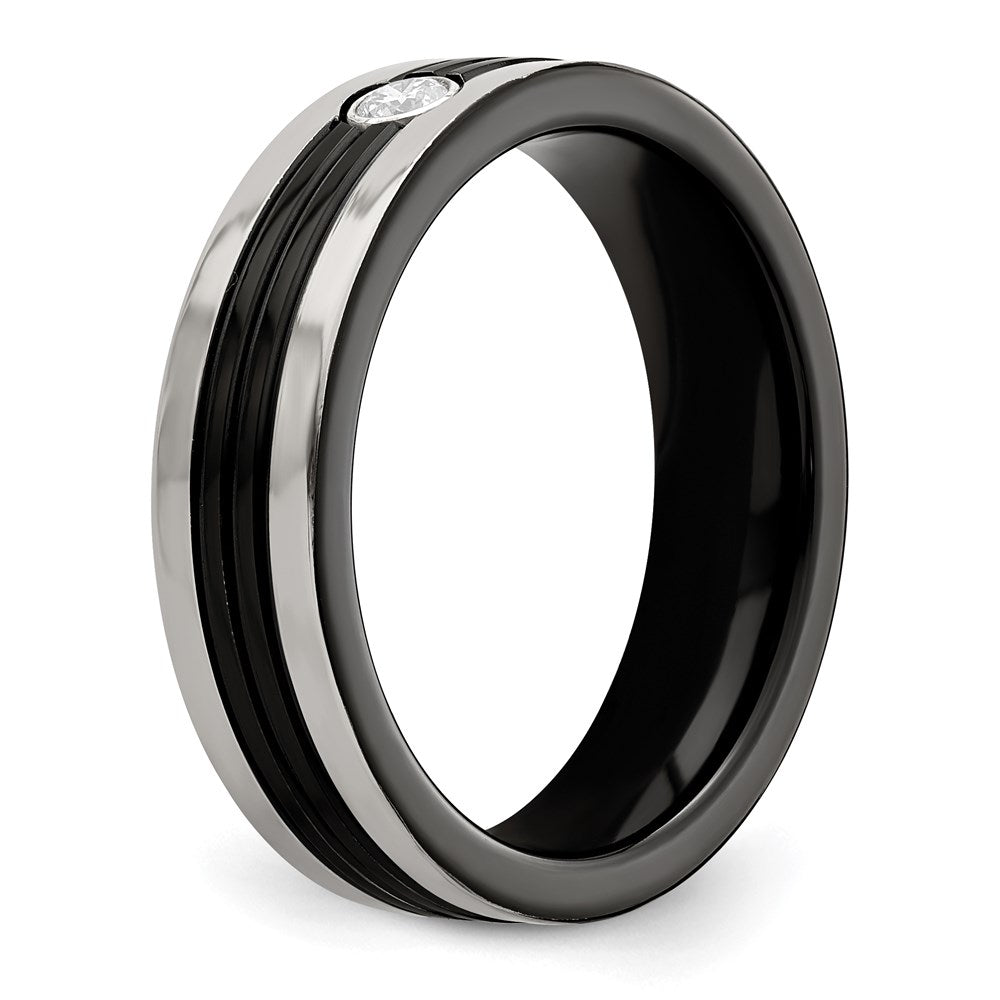 Buy Exclusive Edward Mirell Black Titanium Ring - 6mm, 1/10ct Diamond, Stylish Edge