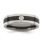 High-Quality Edward Mirell Black Titanium Ring, 6mm, with 1/10 Carat Diamond - Stylish Value!-4