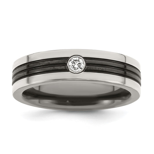 Exclusive Edward Mirell Black Titanium Ring - 6mm, 1/10 Carat Diamond, Stylish Design