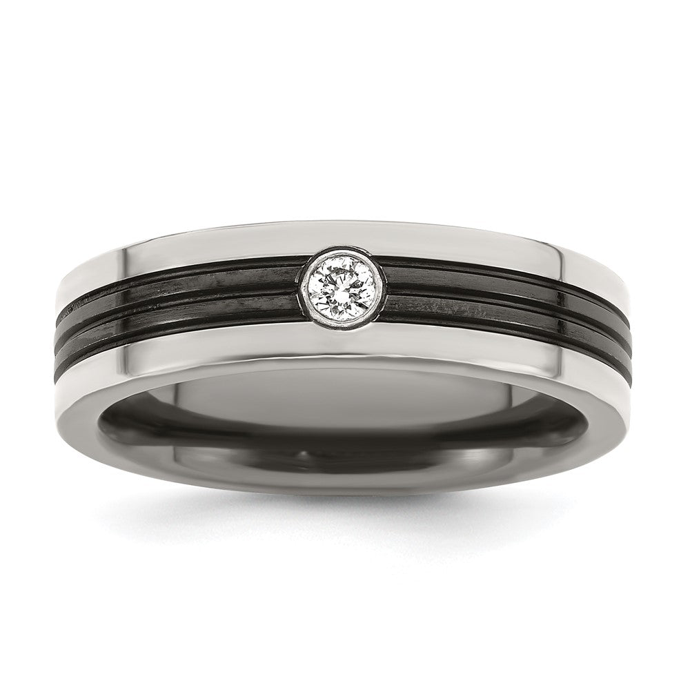 Buy Stylish Edward Mirell Black Titanium Ring, 1/10 Carat Diamond, 6mm Band