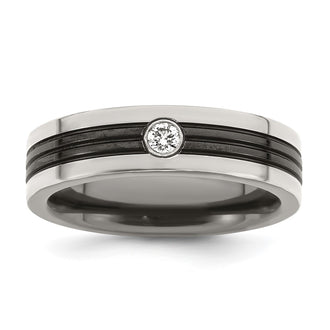 Buy Exclusive Edward Mirell Black Titanium Ring - 6mm, 1/10ct Diamond, Stylish Edge