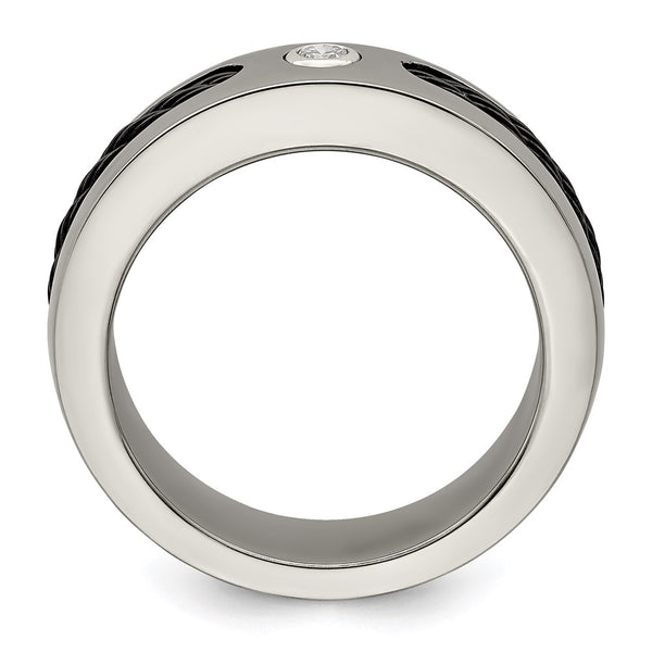 7mm Titanium Cable Band with .10ctw Diamond & Silver Bezel