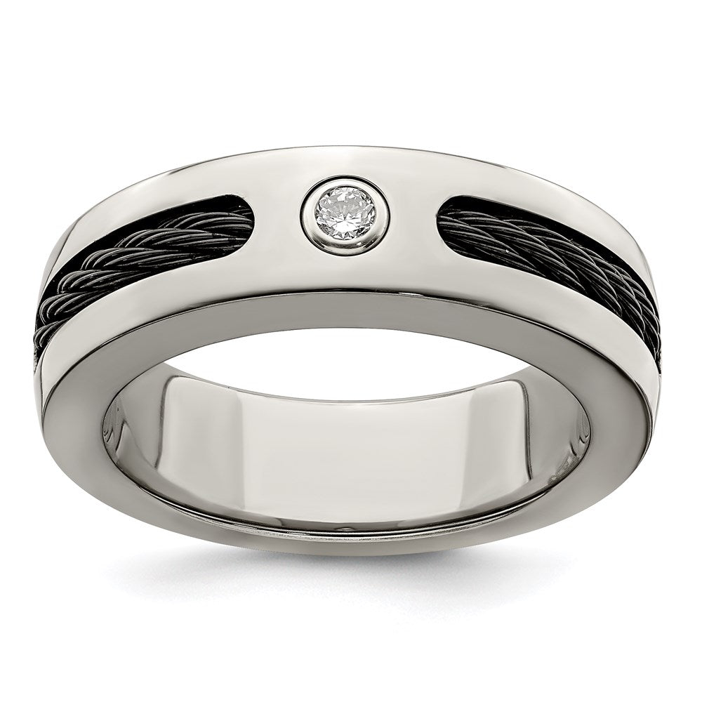 Buy High-Quality 7mm Titanium Cable Band with .10ctw Diamond & Silver Bezel