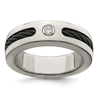 Buy High-Quality 7mm Titanium Cable Band with .10ctw Diamond & Silver Bezel
