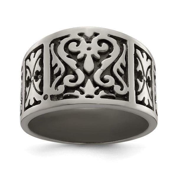 14mm Edward Mirell Titanium Flat Band - Brushed Polished