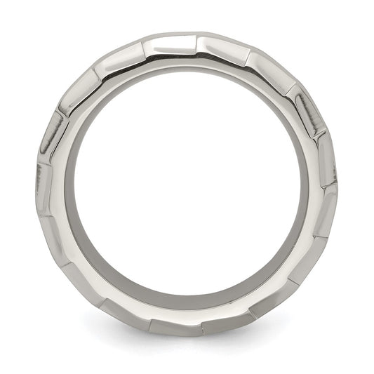Shop Exclusive Edward Mirell 8mm Titanium Band, Stylish Faceted Edge, Size 9.5