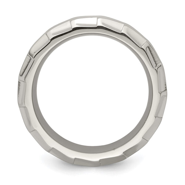 8mm Titanium Concave Band - Faceted Edge