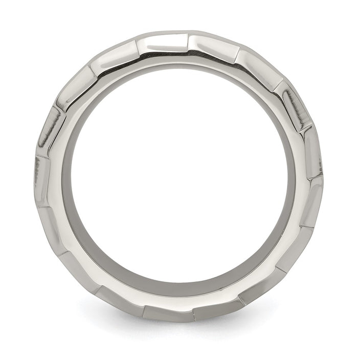 Shop Exclusive 8mm Titanium Concave Band - Stylish Faceted Edge, Size 10-2