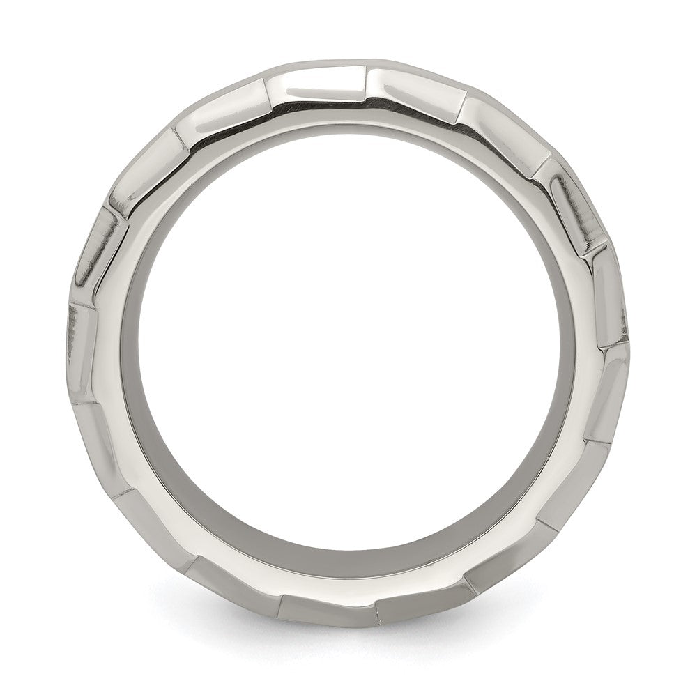 Buy Exclusive Edward Mirell 8mm Titanium Band, Stylish Faceted Edge, Size 9