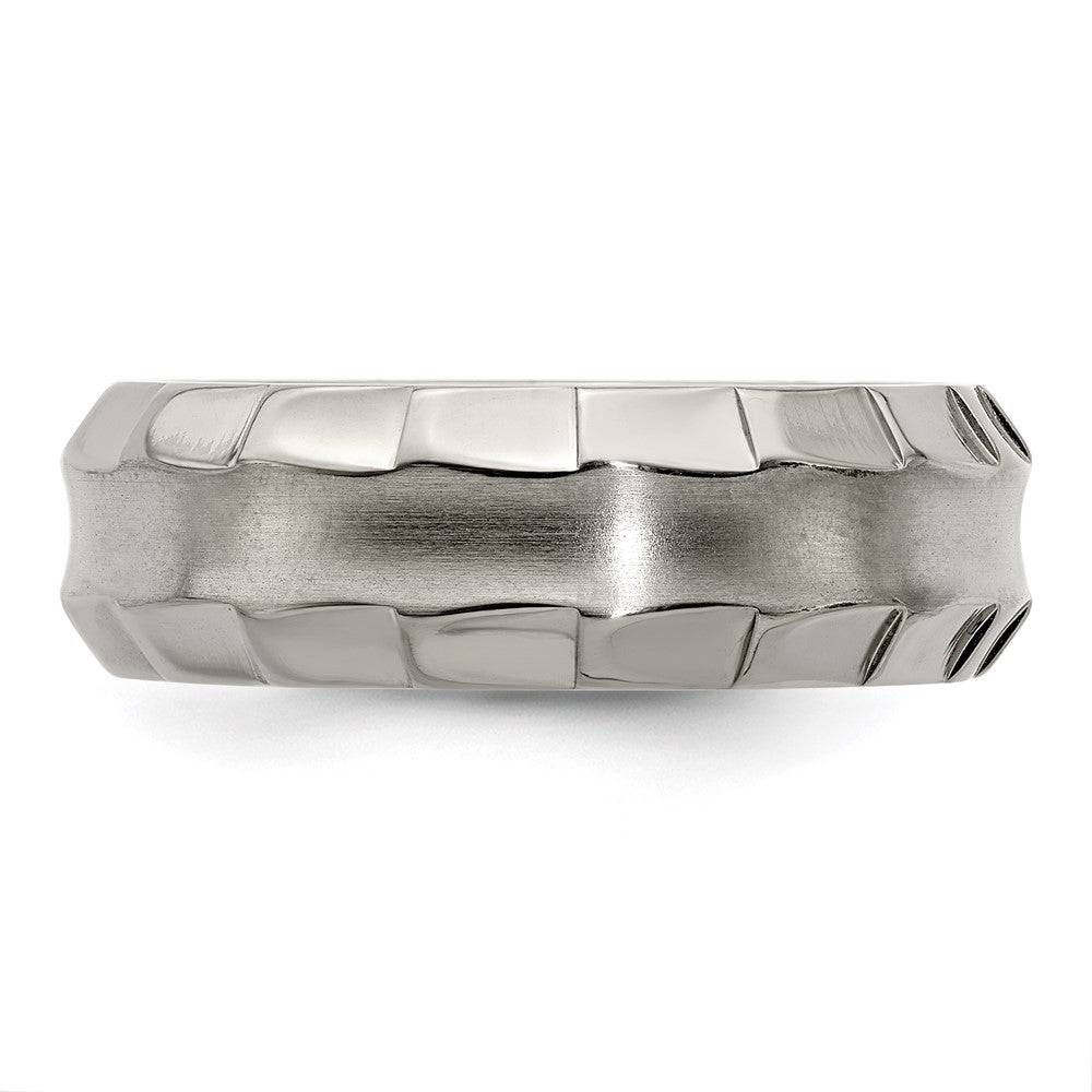 Buy Exclusive Edward Mirell 8mm Titanium Band, Stylish Faceted Edge, Size 9