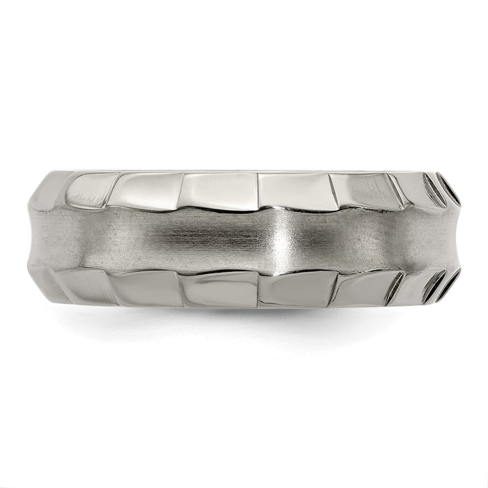 Buy Exclusive Edward Mirell 8mm Titanium Band, Stylish Faceted Edge, Size 9-3