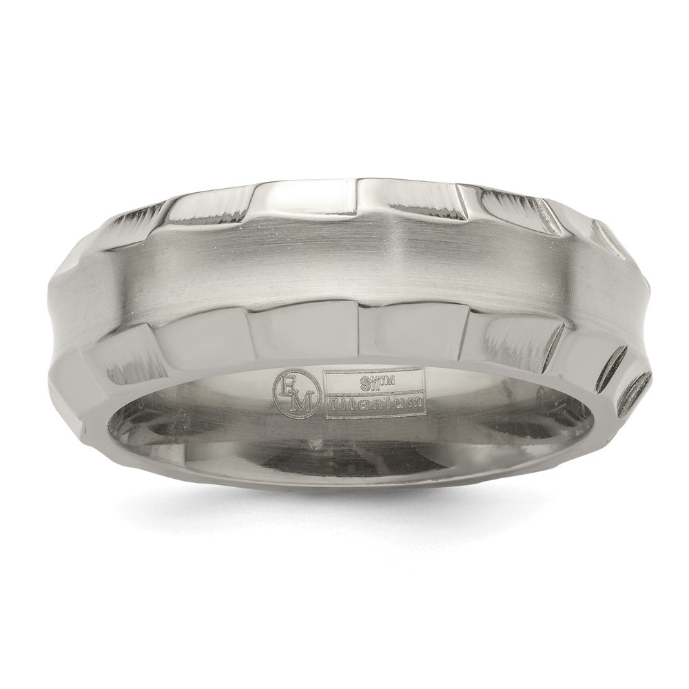 Buy Exclusive Edward Mirell 8mm Titanium Band, Stylish Faceted Edge, Size 9