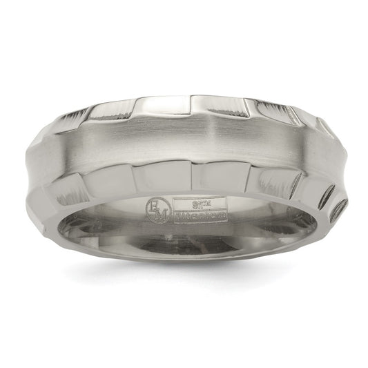 Buy Exclusive Edward Mirell 8mm Titanium Band, Stylish Faceted Edge, Size 9