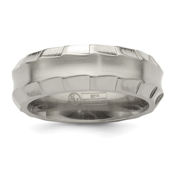 8mm Titanium Concave Band - Faceted Edge