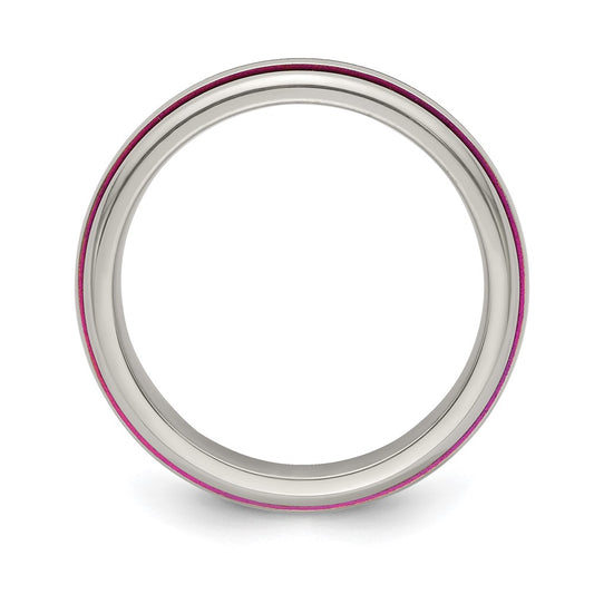 High-Quality 6mm Titanium Pink Anodized Triple Groove Band - Stylish Value Ring