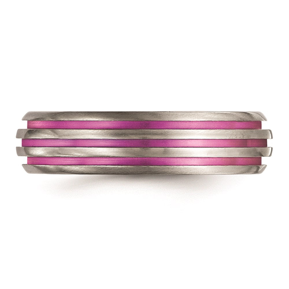 Buy Exclusive 6mm Titanium Pink Anodized Triple Groove Band - Stylish Value!