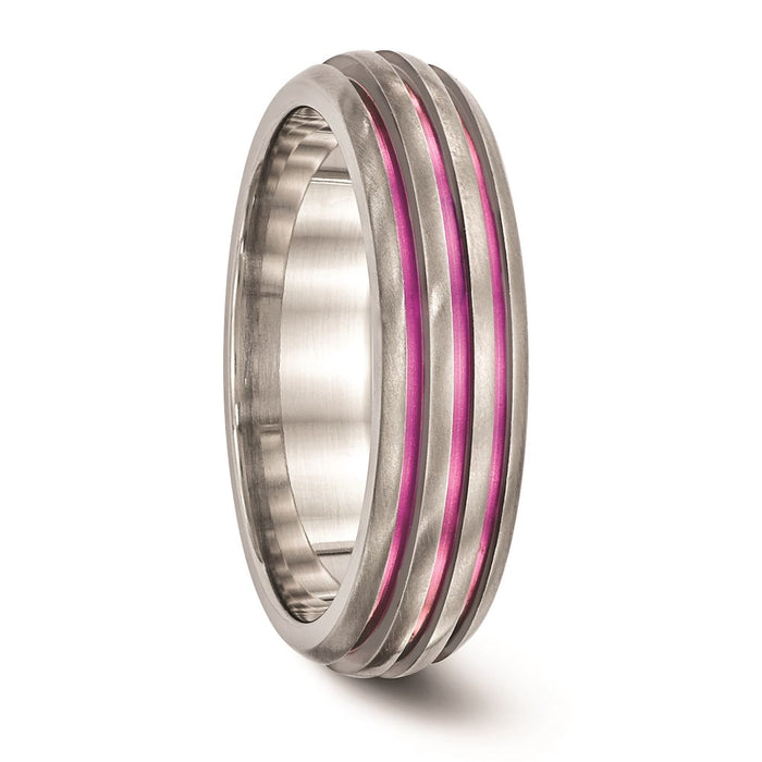 Buy Exclusive 6mm Titanium Pink Anodized Triple Groove Band - Stylish Value!-6