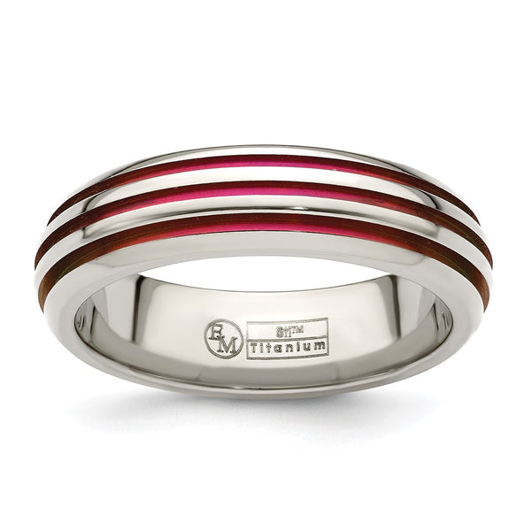 Edward Mirell 6mm Pink Anodized Titanium Triple Groove Band